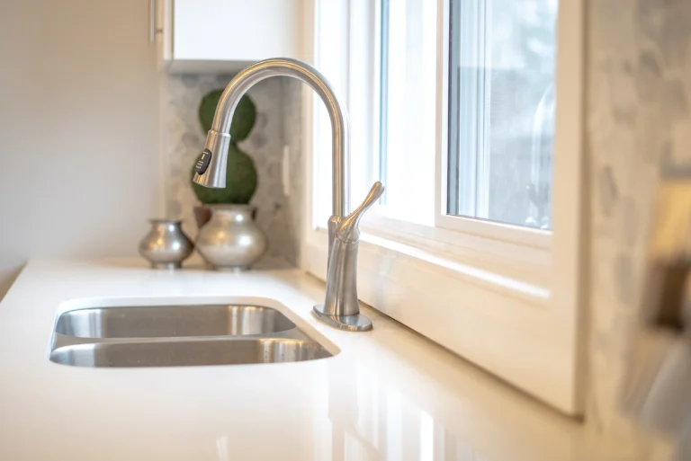 photo-of-modern-kitchen-sink-with-stainless-steel-faucet-white-countertop-and-window-above-sink