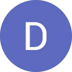 Graphic white letter D inside blue circular icon